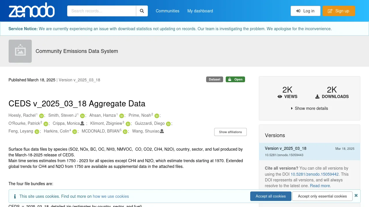 Preview of Zenodo website