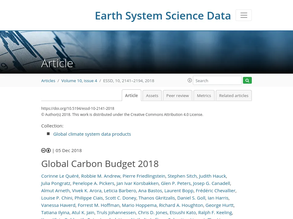 Preview of Global Carbon Budget journal article