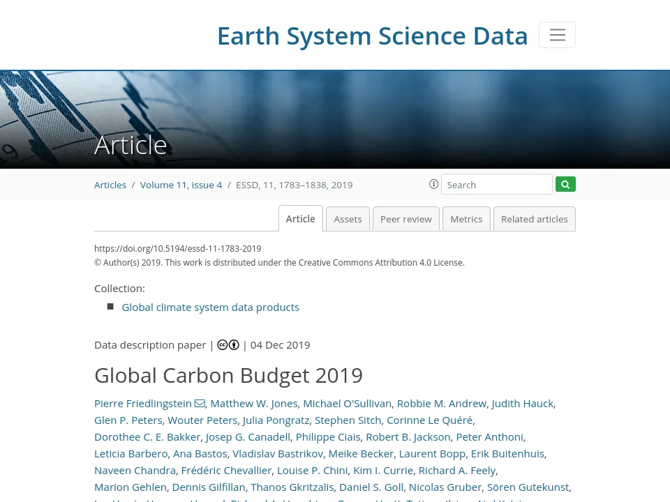 Preview of Global Carbon Budget journal article