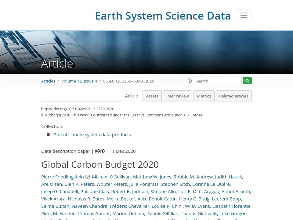 Preview of Global Carbon Budget journal article