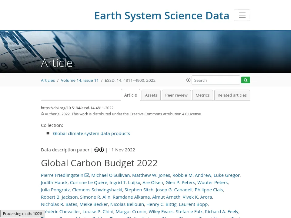 Preview of Global Carbon Budget journal article