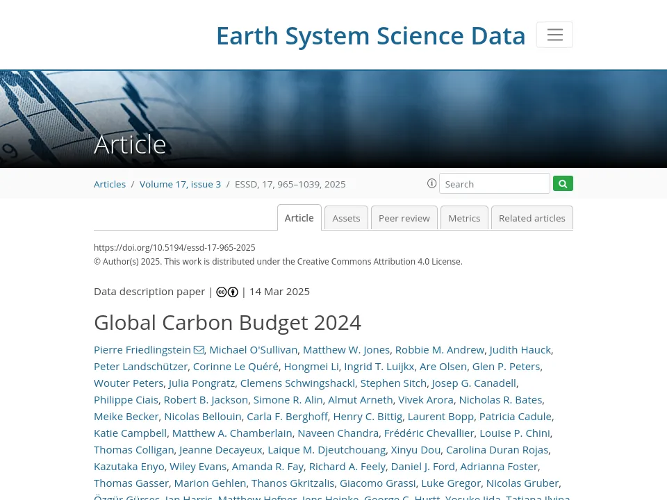 Preview of Global Carbon Budget journal article