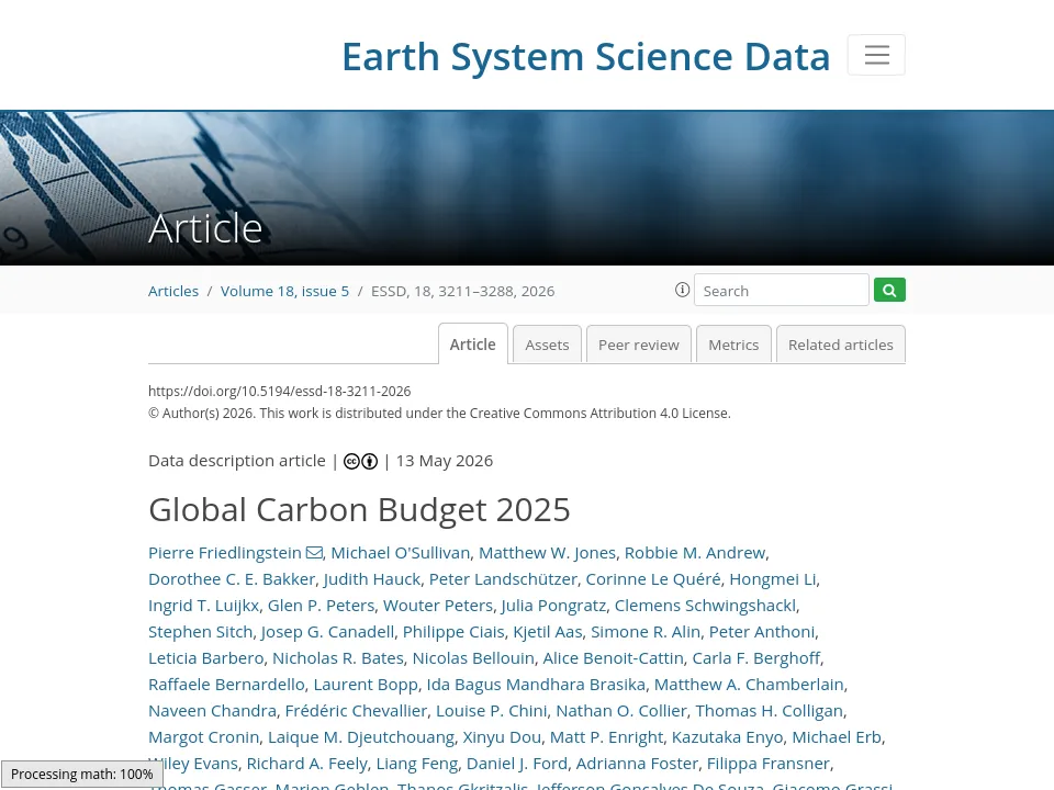 Preview of Global Carbon Budget journal article